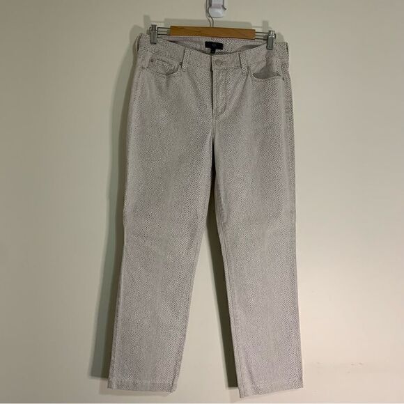 NYDJ Snakeskin Print Jean Style Pants White Beige Size 10 Style# 30247HSP06 - Picture 1 of 7